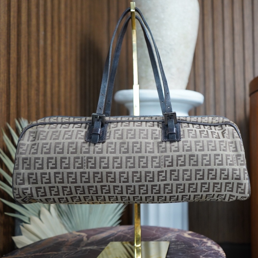 FENDI Zucchino Shoulder / Barrel Bag